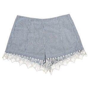 Rag & Bone Striped Short Shorts Lace Trim Cotton Linen Made in USA Size 2